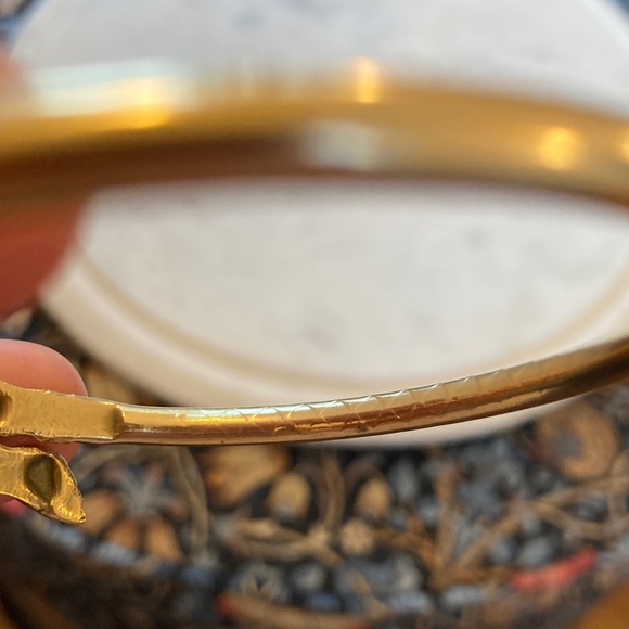 Rare Victorian Figa Fists Solid Brass Bypass Bracelet Diamond Pattern - Picture 11 of 15